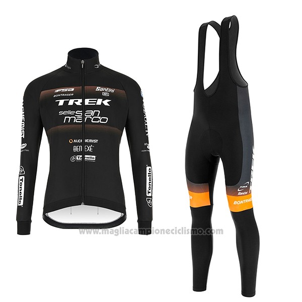 2018 Abbigliamento Ciclismo Trek Selle San Marco Nero Manica Lunga e Salopette